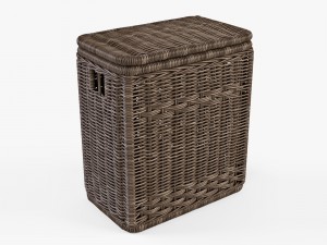 wicker laundry hamper 08 brown color 3D Model