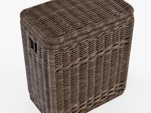 wicker laundry hamper 08 brown color 3D Model