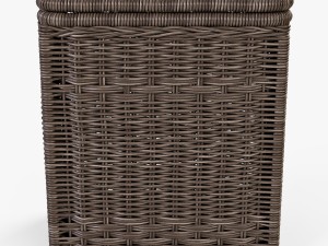 wicker laundry hamper 08 brown color 3D Model