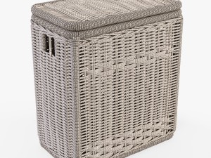 wicker laundry hamper 08 brown color 3D Model