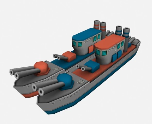 battle ship low-poly 3D Model .c4d .max .obj .3ds .fbx .stl .blend 