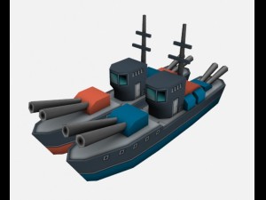 battle ship low-poly Modello 3D