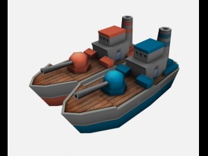 battle ship low-poly Modello 3D