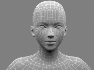 mesh base low poly femmina 3ds obj fbx Modello 3D
