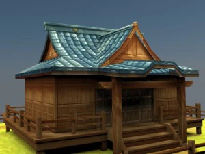 房子低聚用于游戏手机 3D 模型