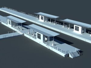 railway train station with two platforms 3D-Modell