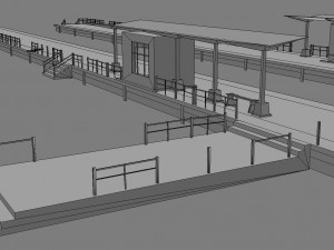 railway train station with two platforms 3D Model
