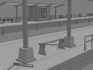 railway train station with two platforms 3D Model