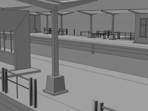 railway train station with two platforms 3D Model