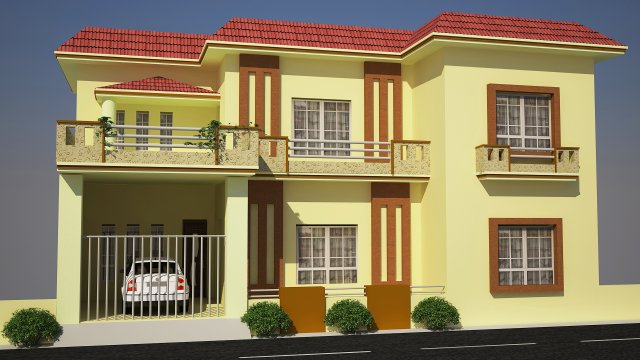 sample house 3D 모델 .c4d .max .obj .3ds .fbx .stl .blend 