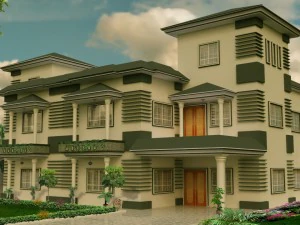 appartements &agrave; miroir conique &agrave; toit en pente Modèle 3D