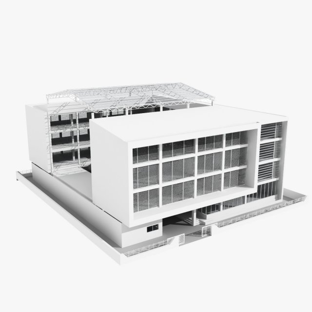 low rise office building with courtyard Modelo 3D .c4d .max .obj .3ds .fbx .stl .blend 