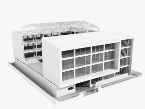 low rise office building with courtyard 3Dモデル