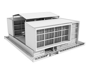 low rise office building with courtyard Modelo 3D