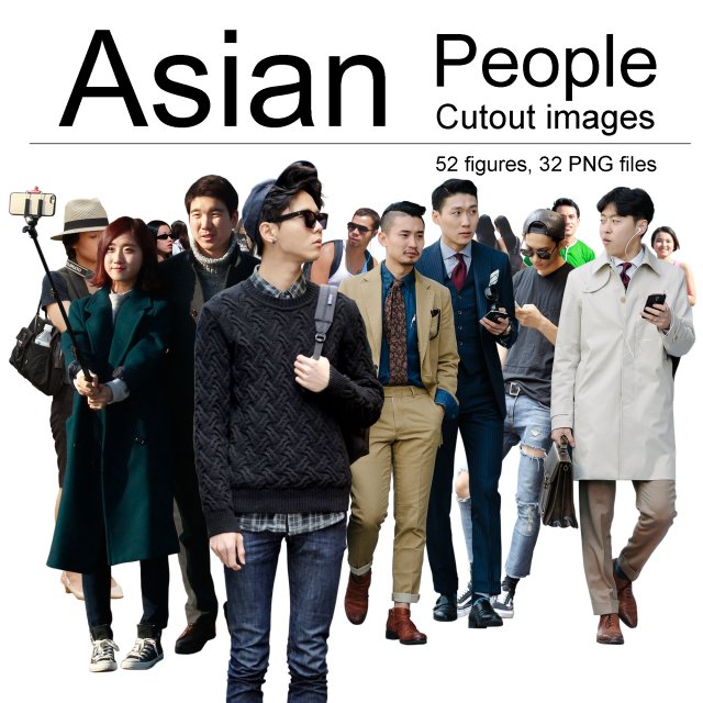 asian people cutout images Tekstur CG .c4d .max .obj .3ds .fbx .stl .blend 