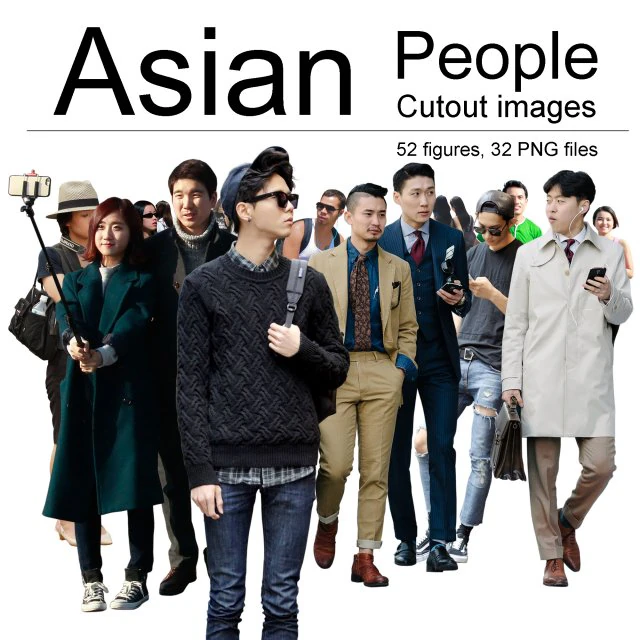 asian people cutout images CG Textures .c4d .max .obj .3ds .fbx .stl .blend