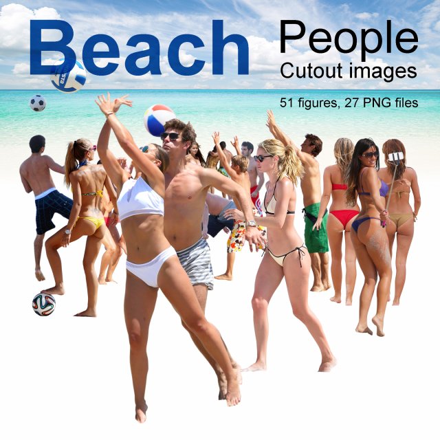 beach resort people cutout images texture CG Dokuları .c4d .max .obj .3ds .fbx .stl .blend 