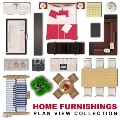 home furnishings plan view collection texture Tekstur CG .c4d .max .obj .3ds .fbx .stl .blend 