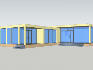 small simple country house modern architecture 3 bedrooms Model 3D
