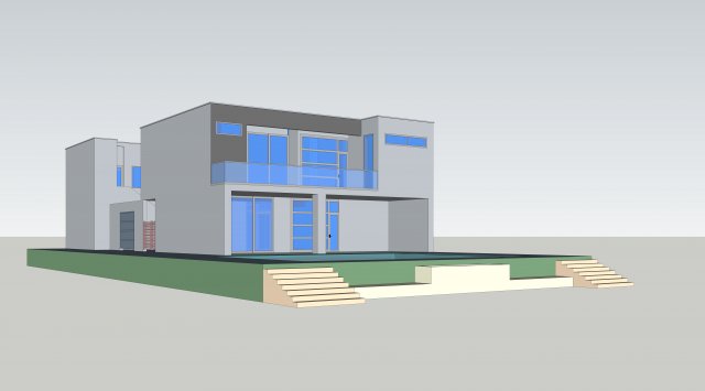 modern villa architecture swimming pool courtyard 3D Model .c4d .max .obj .3ds .fbx .stl .blend 