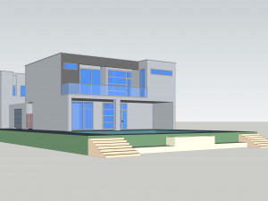 modern villa architecture swimming pool courtyard 3Dモデル