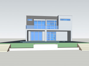 modern villa architecture swimming pool courtyard 3D Model