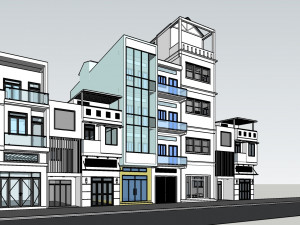 shophouse office building Modello 3D
