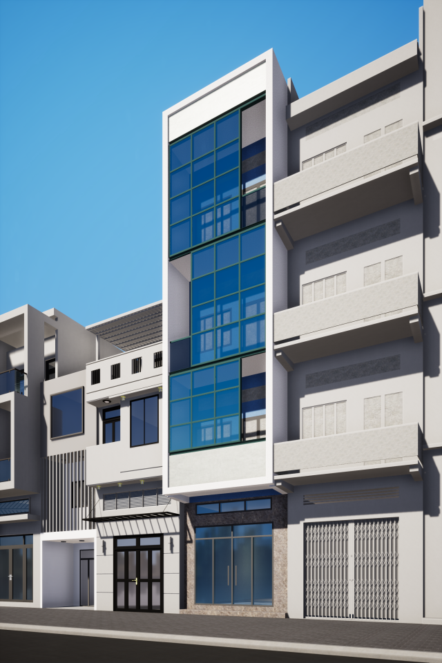 shophouse office building 2 3D-Modell .c4d .max .obj .3ds .fbx .stl .blend 