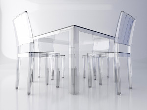 kartell transparent table and chairs set 3D 模型