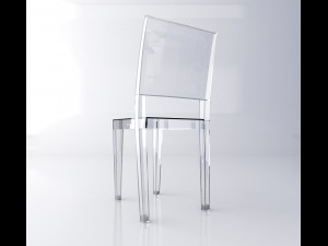 kartell transparent table and chairs set 3D 模型