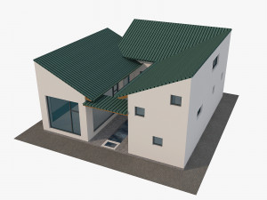 modern japanese house with small courtyard 3D मॉडल