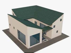 modern japanese house with small courtyard 3D Model