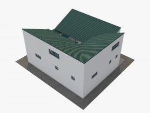 modern japanese house with small courtyard 3D Model