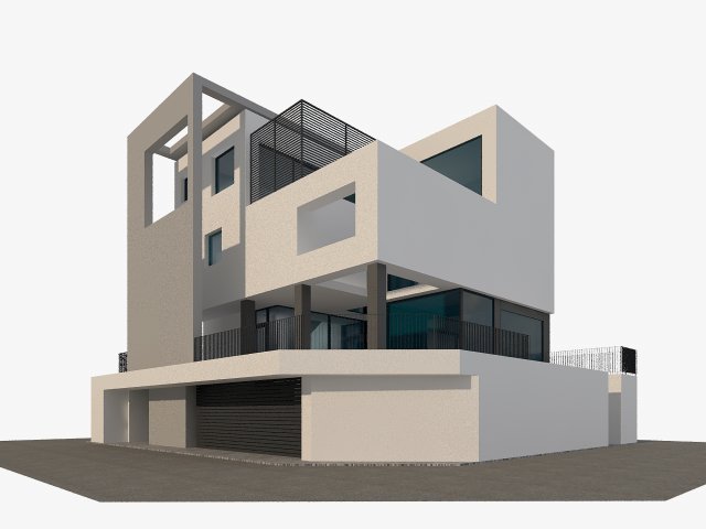 corner cubic house modern architecture 3D 模型 .c4d .max .obj .3ds .fbx .stl .blend 