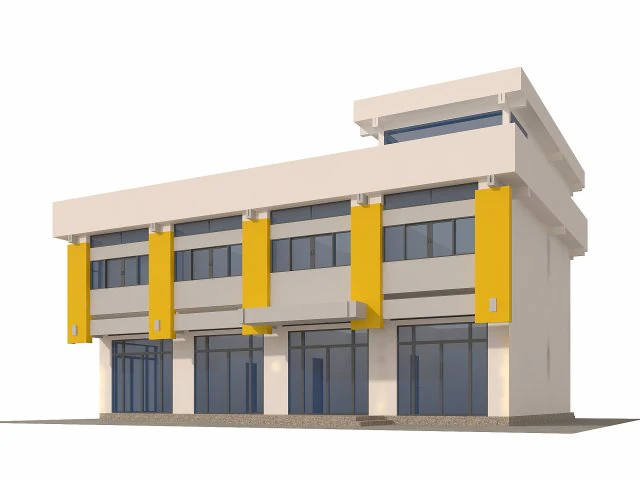 1970s office building 3D Model .c4d .max .obj .3ds .fbx .stl .blend