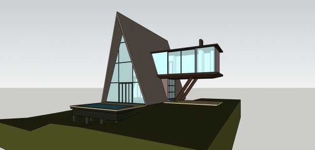 a frame house modern architecture Modelo 3D .c4d .max .obj .3ds .fbx .stl .blend 