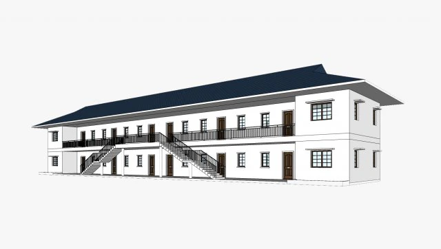 8 unit apartment affordable social housing building architecture 3D Model .c4d .max .obj .3ds .fbx .stl .blend 