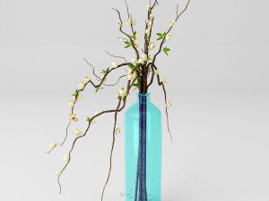 branches with flowers in vase 3D 모델