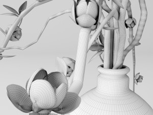 branches with flowers in vase 3D 모델