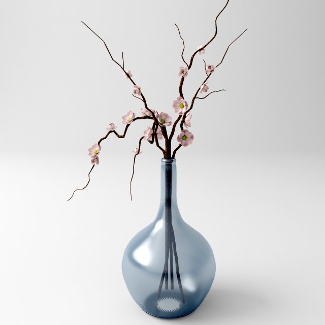 vase with branches and flowers 3D 模型 .c4d .max .obj .3ds .fbx .stl .blend 