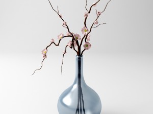vase with branches and flowers 3D Model