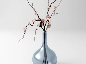 jarr&oacute;n con ramas y flores Modelo 3D