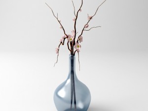 vase with branches and flowers 3D 模型