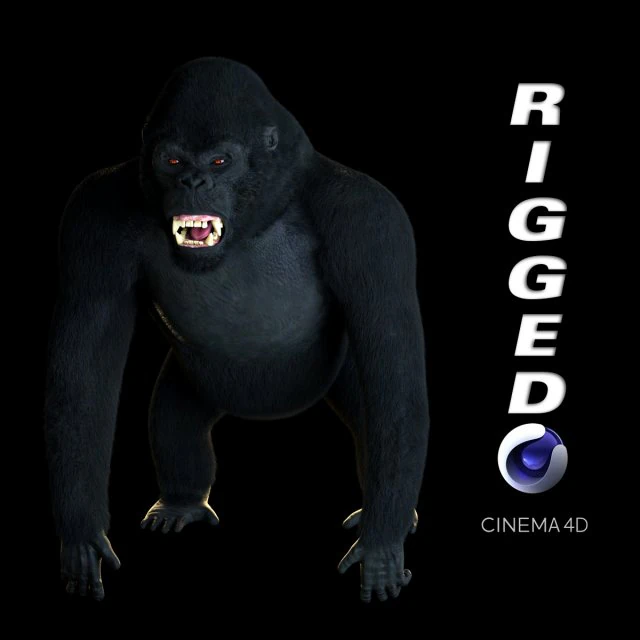 gorilla 3D Model .c4d .max .obj .3ds .fbx .stl .blend 