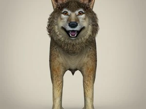 Низкополигональный реалистичный волк 3D Модель