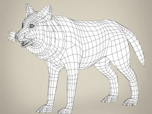 Низкополигональный реалистичный волк 3D Модель
