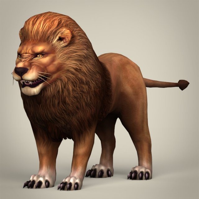 game ready realistic lion Modelo 3D .c4d .max .obj .3ds .fbx .stl .blend 