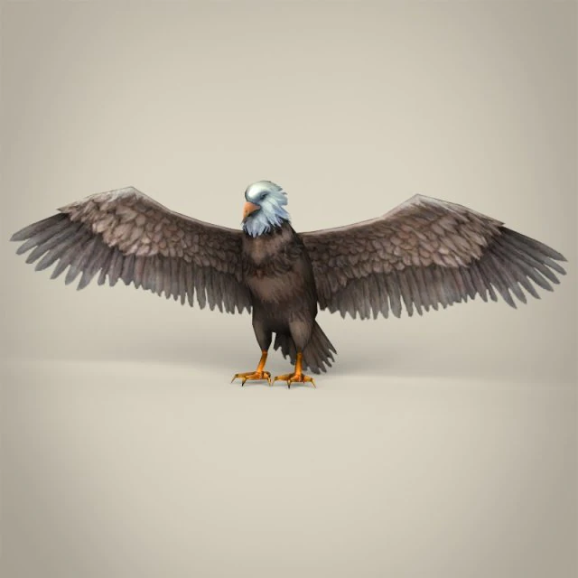 low poly realistic eagle 3D Model .c4d .max .obj .3ds .fbx .stl .blend 