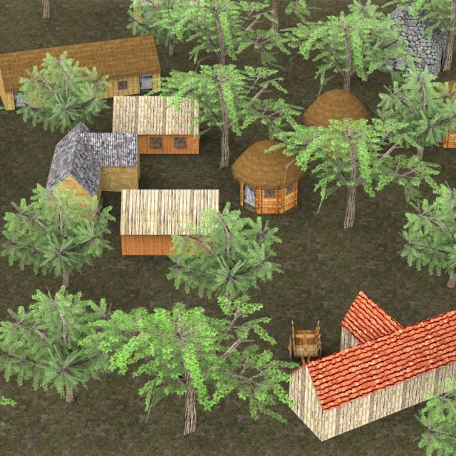 game ready old village 3Dモデル .c4d .max .obj .3ds .fbx .stl .blend 