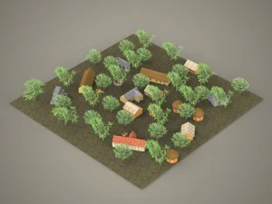 game ready old village 3D Model
